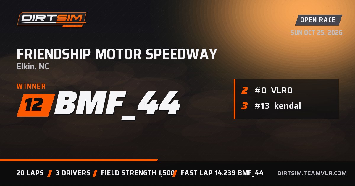 The finish at Friendship Motor Speedway